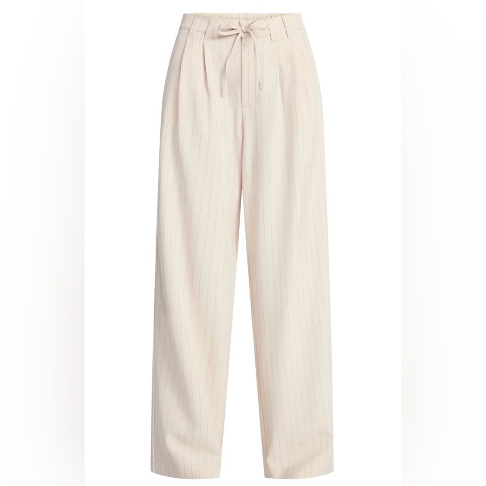 NWT Elegant Cream Wide-Leg PinStripe Trouser Pants - Picture 5 of 8